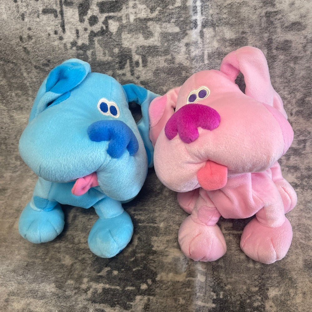 Vintage 1998 Blue's Clues Blue and Magenta Plush Dolls Nick Jr 90s Toy